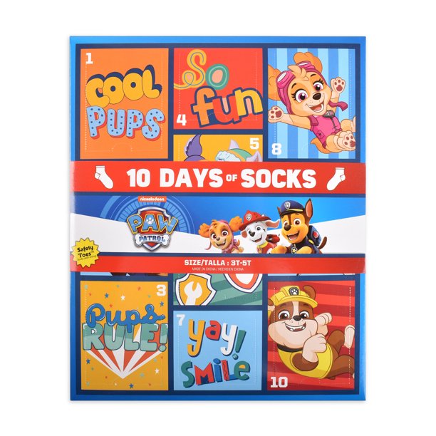 Paw Patrol Toddler 10 Days of Socks, 10-Pack 2T-5T