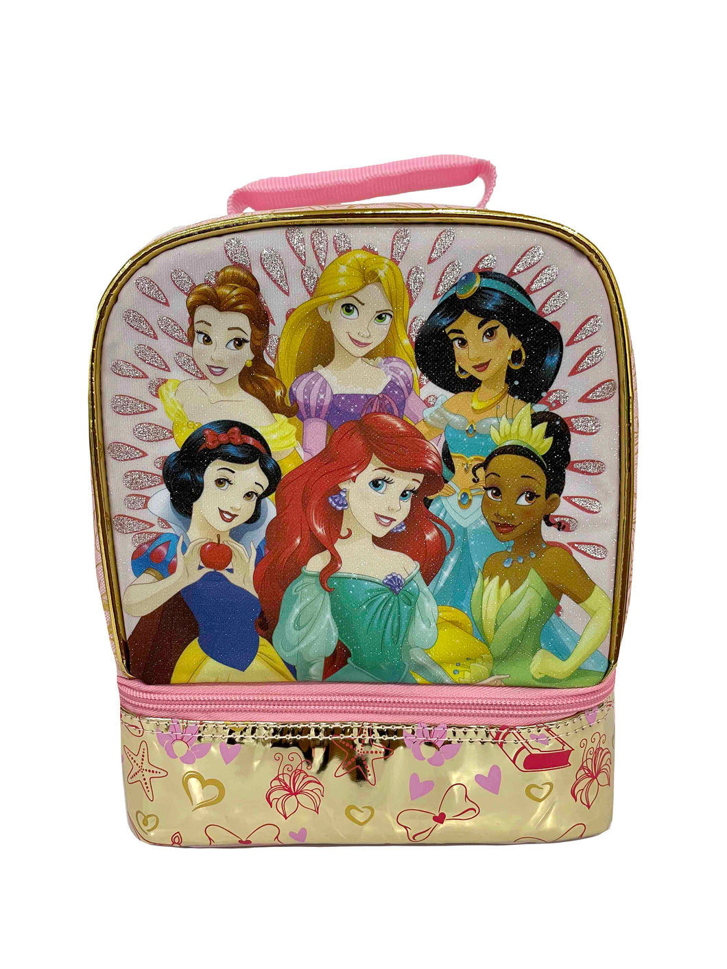 Kids Disney Princess Dual Compartment Drop Bottom Lunch Bag for Girls