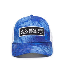 Load image into Gallery viewer, Realtree Structured Baseball Style Hat, Fishing Wav3 Blue/White, Small/Medium

