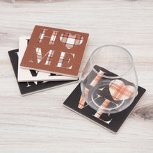 Load image into Gallery viewer, Way to Celebrate Square Drink Coasters, Ceramic, Love/Home ,4-Pack, Multi-Color
