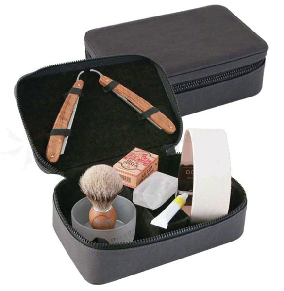 DOVO Straight Razor Travel Set Char Model #DV-860115, UPC: 04045284024843