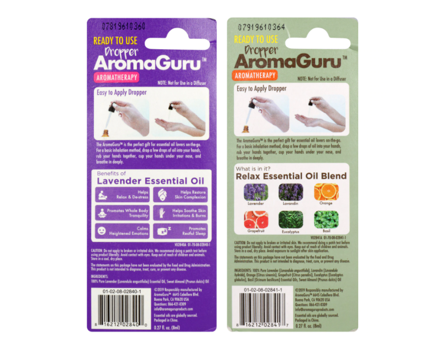 Aroma Guru Scented Aromatherapy Droppers, 0.27 fl.oz. Bottles - Realmdrop Shop