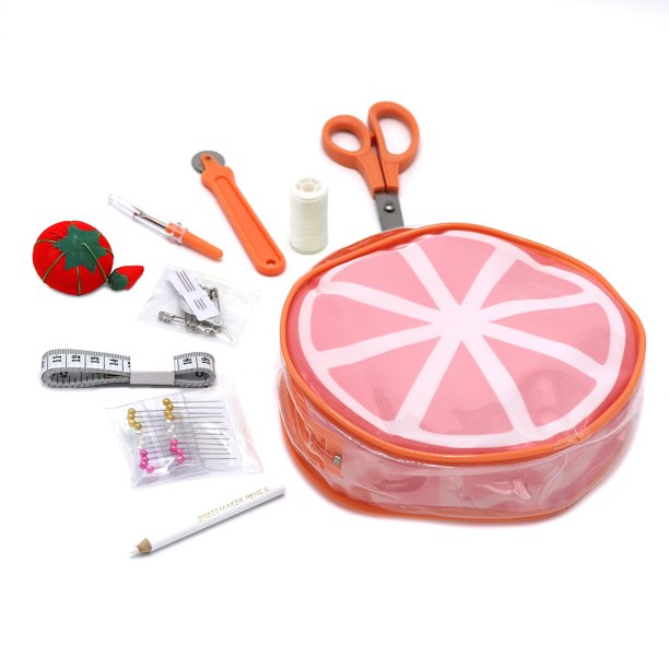 Gwen Studios Beginners and Travel Sewing Kit, Tangerine Zipper Pouch, 31Pc