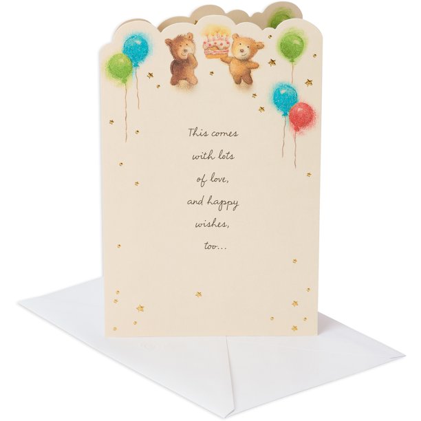 Bears birthday card standing on its white envelope