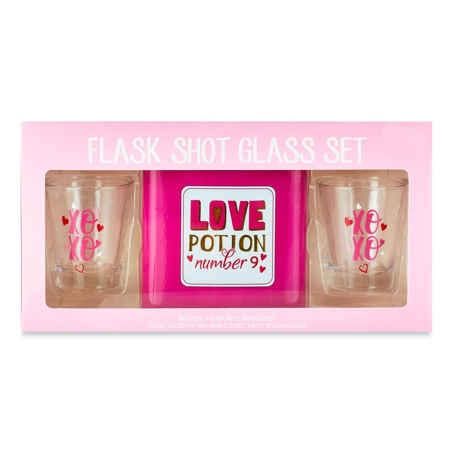 Way To Celebrate Valentine's Day Flask Shot Glass Set