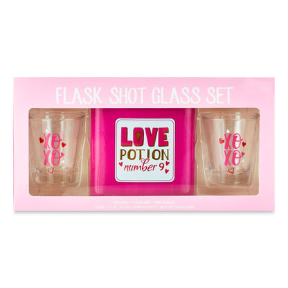 Way To Celebrate Valentine's Day Flask Shot Glass Set