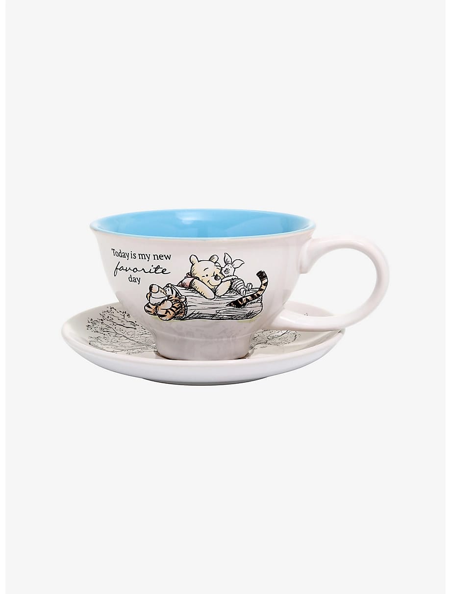 Pooh teacup and saucer from the other side, Pooh and Piglet on a log with Tigger