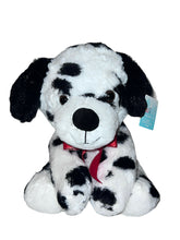 Load image into Gallery viewer, Puppy Hug Me Sitting Black And White Dog W/ Red Bow Stuffed Plush age 3+
